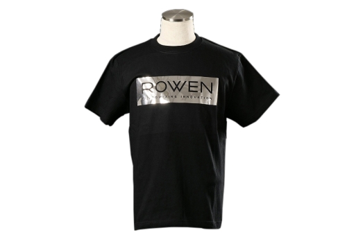 ROWEN シンプルロゴ　Ｔシャツ　（ブラック×シルバー箔×ブラックロゴ）