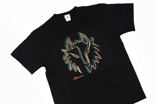 ROWEN wolf カラーライン Tシャツ 緑白オレンジ